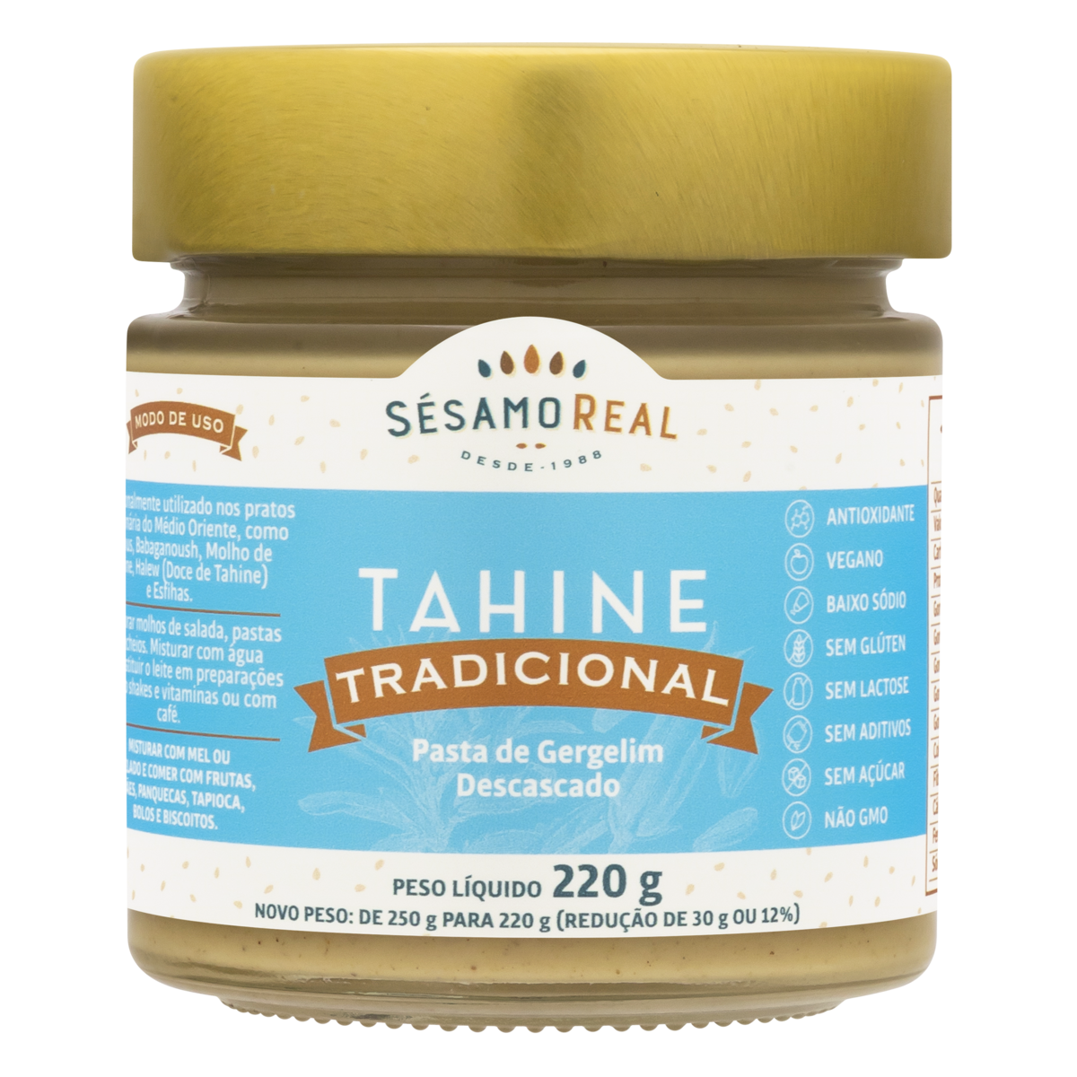 Produto Tahine Pasta Tradicional Sésamo Real Vidro 220g da loja Pão de Açucar no valor de: 40,49