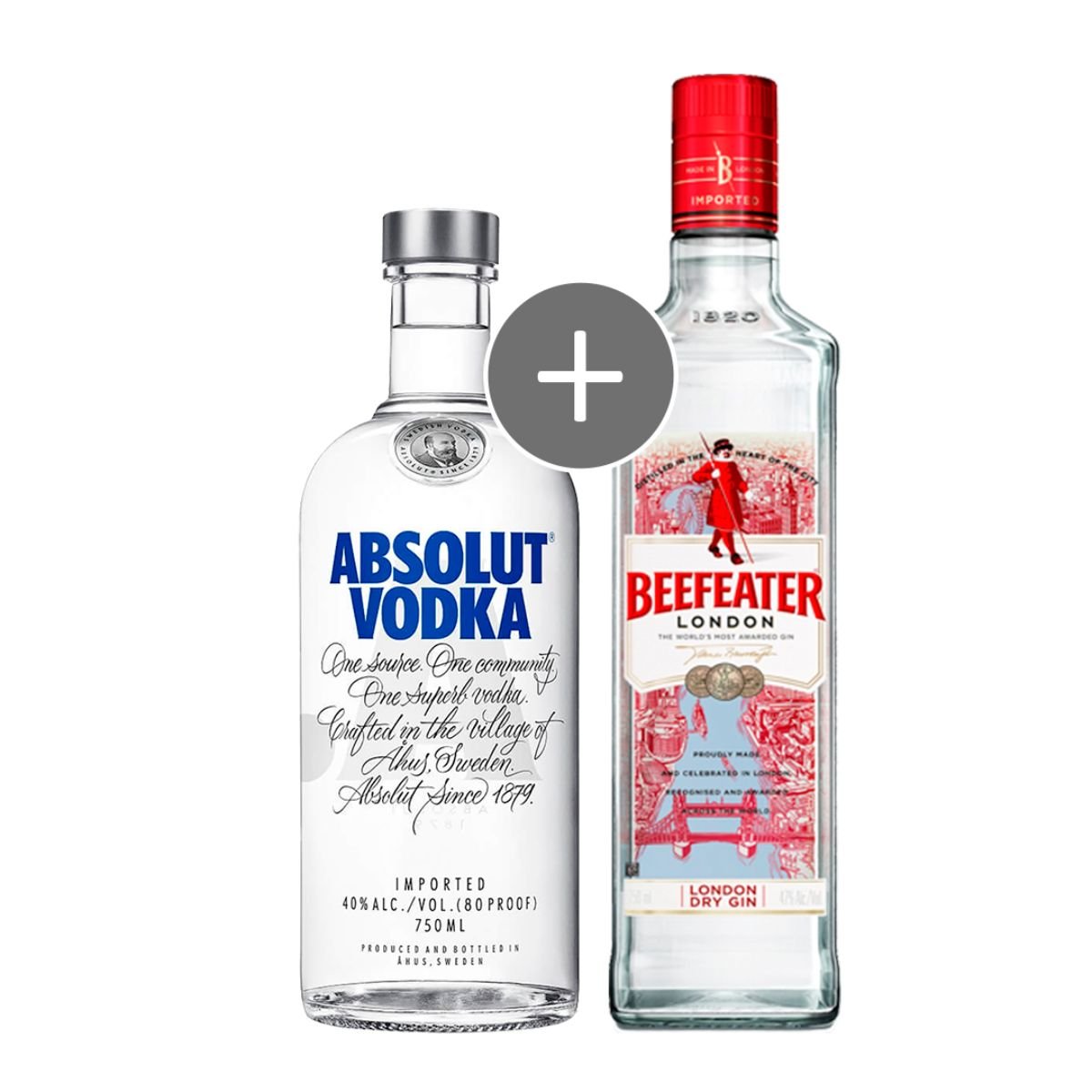 Vodka Absolut Original 750ml + Gin Beefeater London Dry 750ml