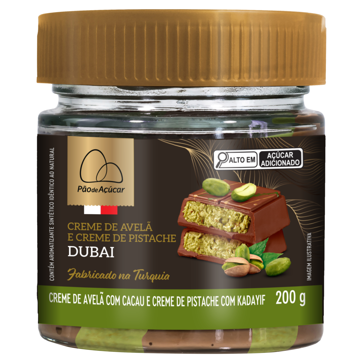 Produto Creme de Avelã e Pistache com Cacau e Kadayif Pão de Açúcar Dubai Vidro 200g da loja Pão de Açucar no valor de: 31,99