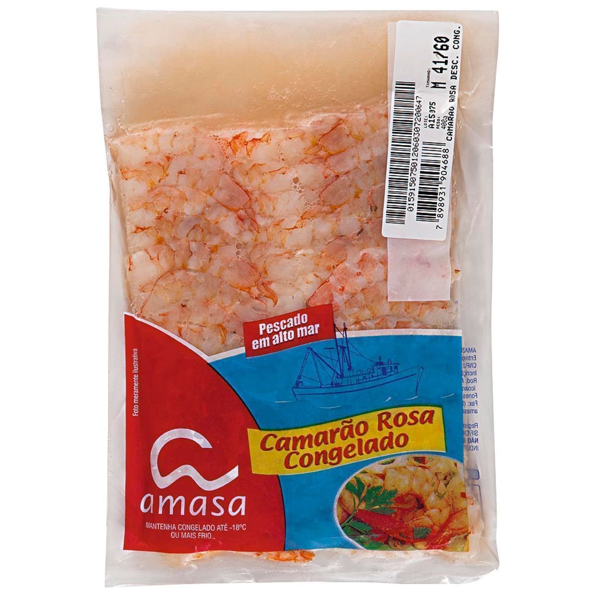 Camarão Descascado Congelado 4160 Amasa Pacote 400g