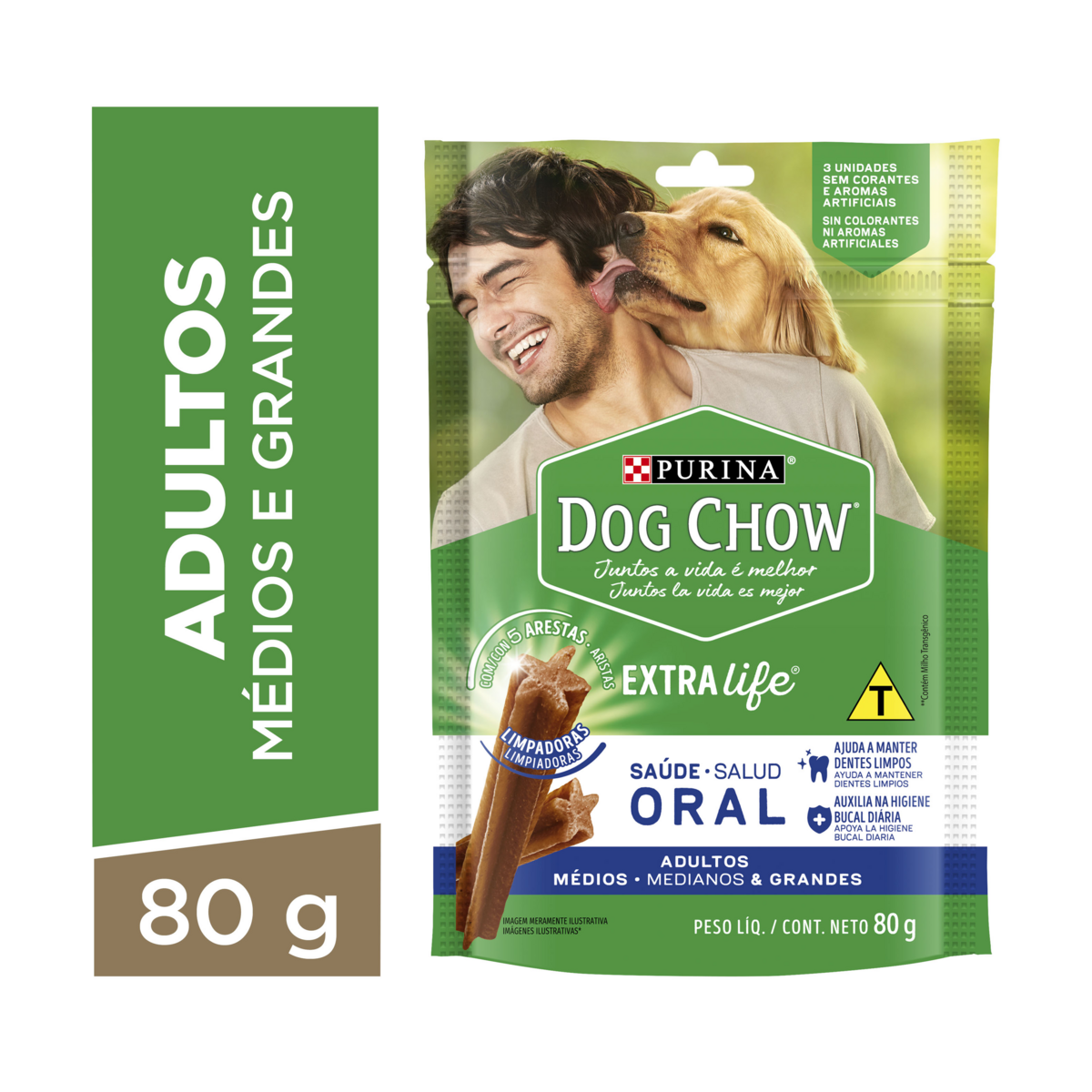 Produto NESTLÉ® PURINA® DOG CHOW® Saúde Oral® Petisco para Cães Adultos Médios e Grandes 80g da loja Pão de Açucar no valor de: 8,99