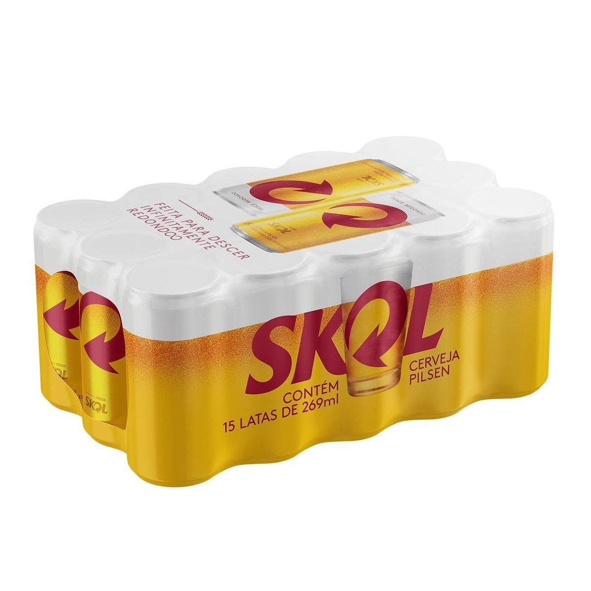 Produto Cerveja Skol Pilsen Lata 269ml Pack C/15 da loja Pão de Açucar no valor de: 34,35