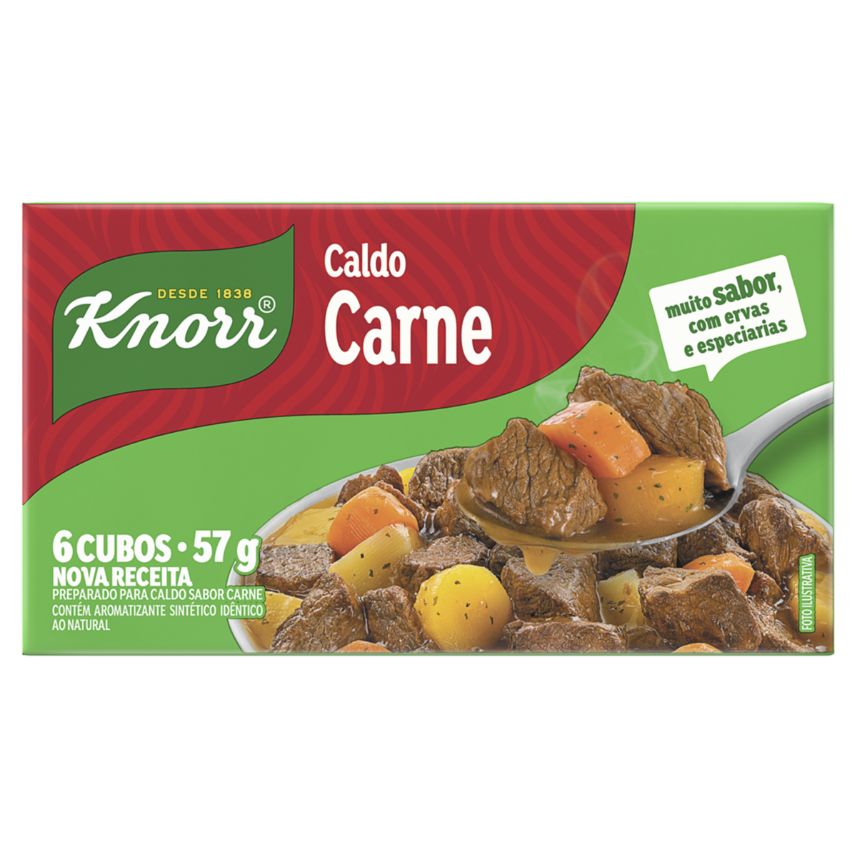 Caldo Tablete Carne Knorr Mais Sabor Caixa 57g 6 Unidades | Pão de