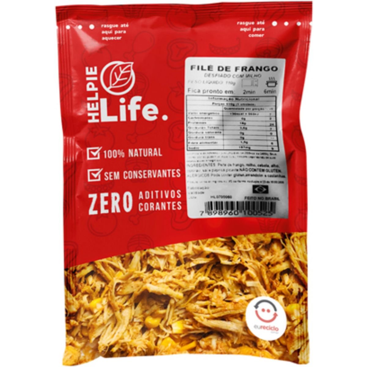 Filé De Frango Desfiado Com Milho Helpie Life 110g