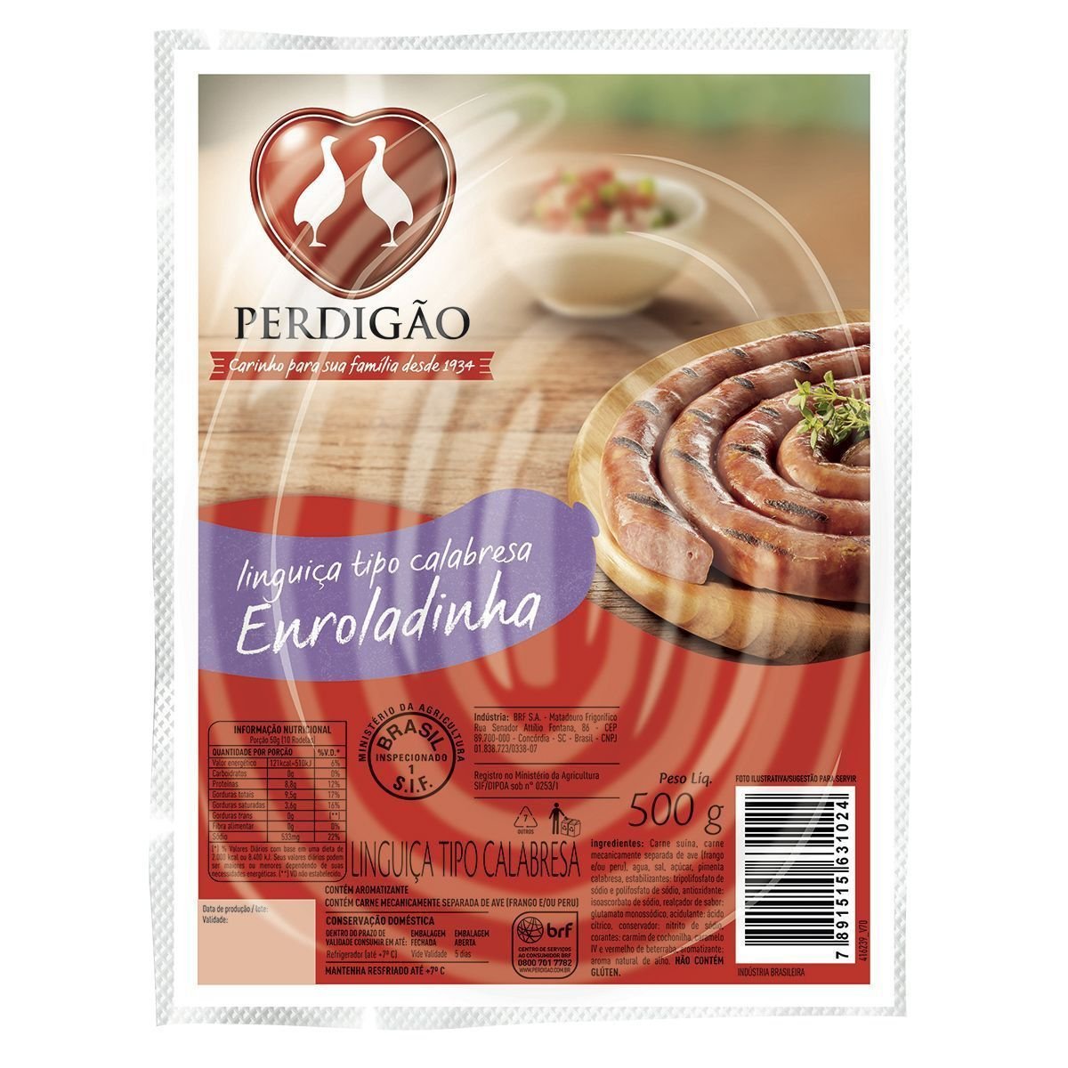 Linguiça Suína Defumada Enrolada Perdigão 500g