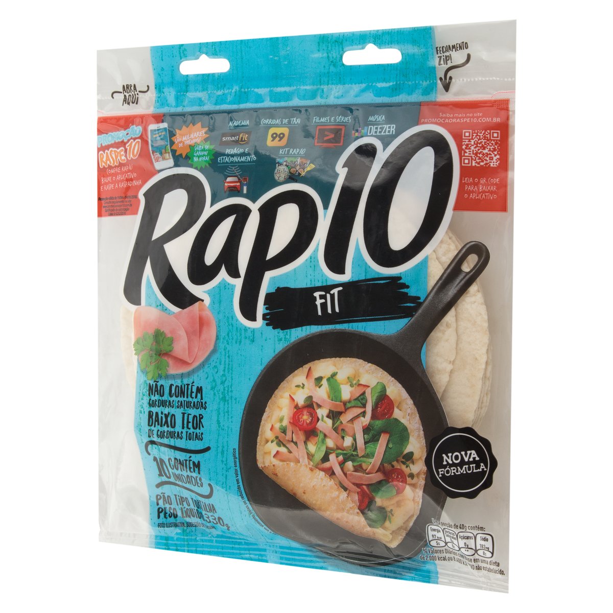 Pão Light Tipo Tortilha Rap 10 Pullman 330g Com 10 Unidades