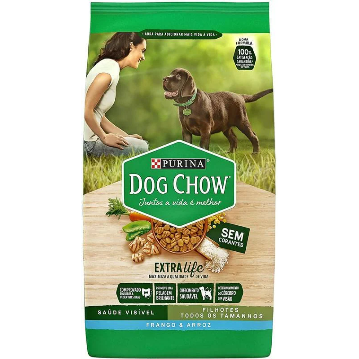 Produto Ração Seca Premium para Cães Filhotes Frango Dog Chow 3kg da loja Pão de Açucar no valor de: 53,9