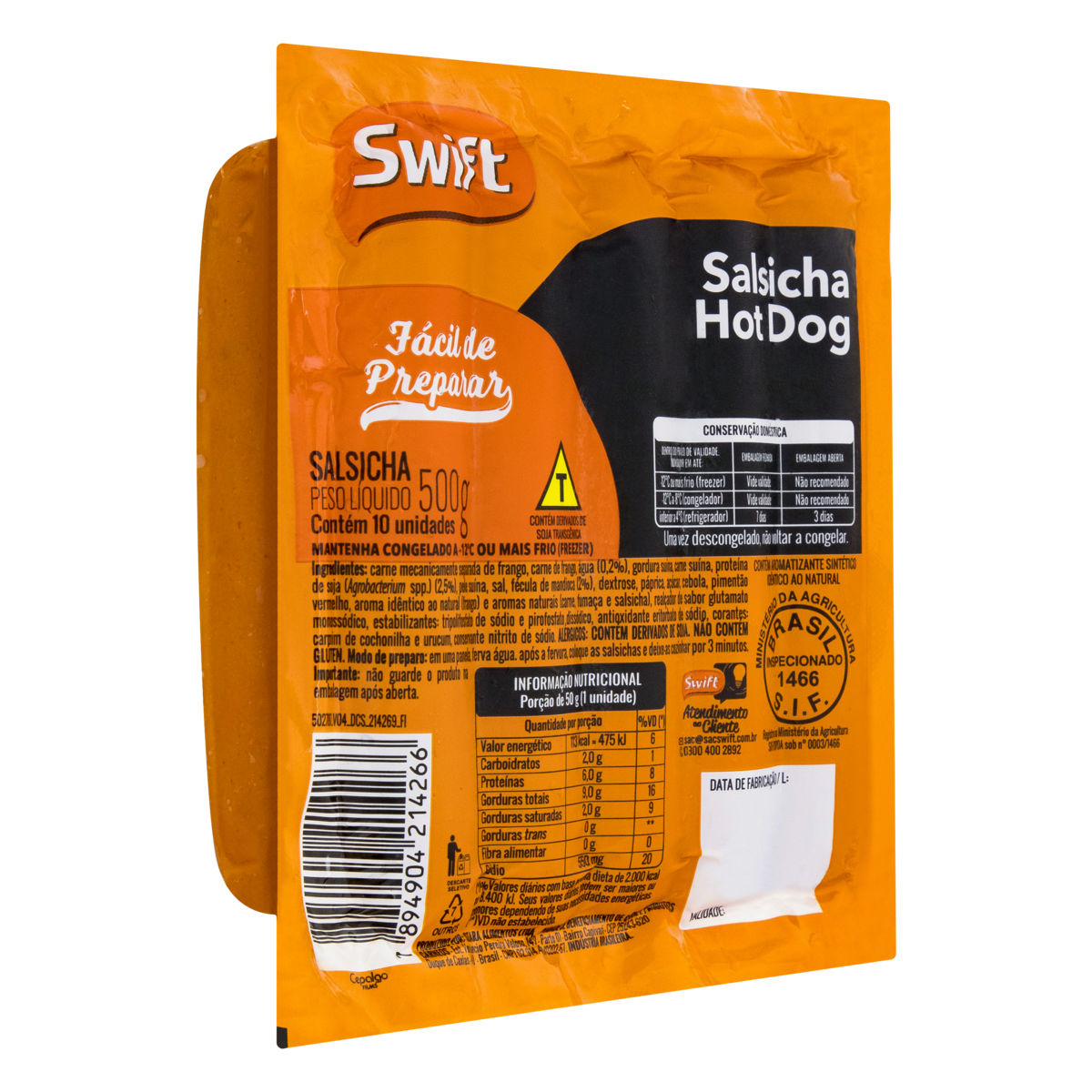 Produto Salsicha Hot Dog Swift 500g da loja Pão de Açucar no valor de: 10,9