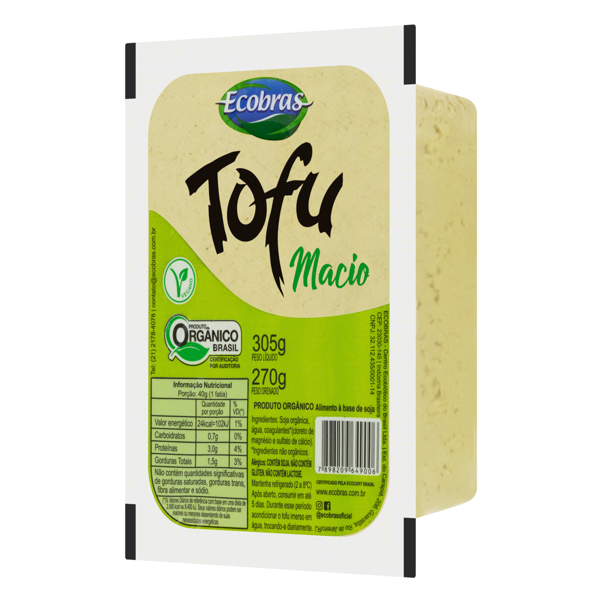 tofu Tofu Macio Orgânico Ecobras Bandeja 270g | Pão de Açúcar